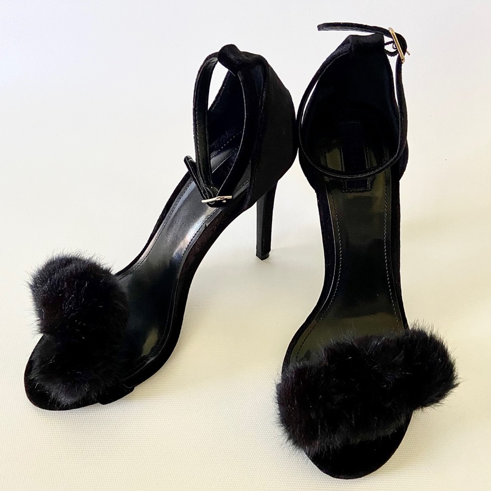Black Strappy Puff Heels Size 8